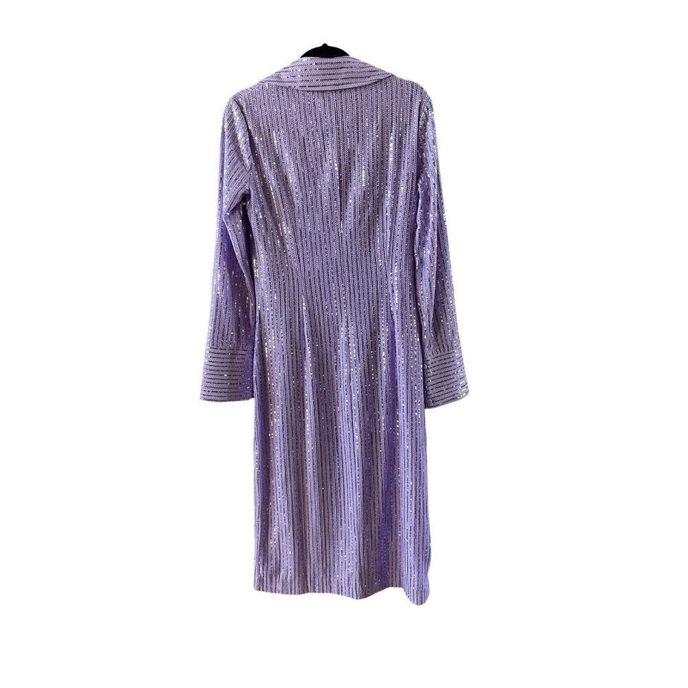 New Stine Goya Sonja Sequin Long Sleeve Button-Up Midi Shirtdress Size M - Picture 7 of 16